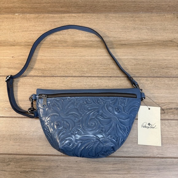 Patricia Nash Tinchi Tooled Mirage Blue Leather Belt Waist Bag Fanny Pack NWT main image 14